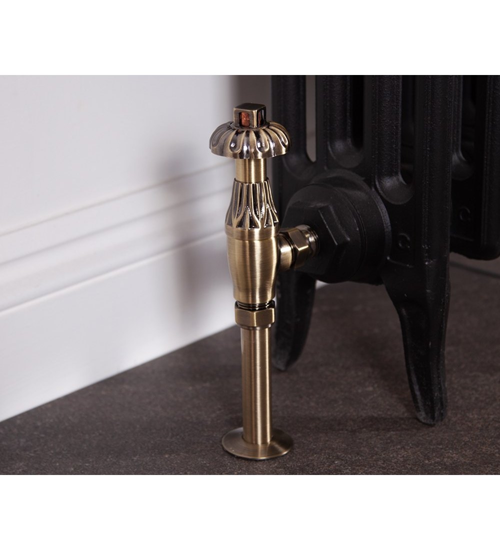 Carron Crocus Wheel Thermostatic Radiator Valve - Antique Brass (Lacquered)