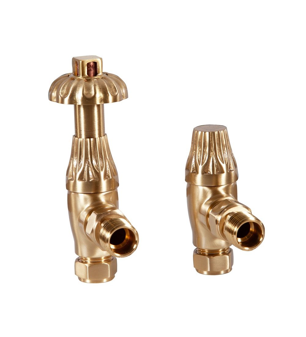 Carron Crocus Wheel Thermostatic Radiator Valve - Brushed Brass (Lacquered)