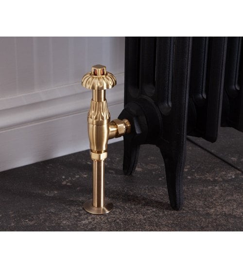Carron Crocus Wheel Thermostatic Radiator Valve - Brushed Brass (Lacquered)