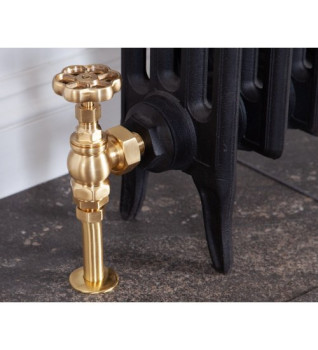 Carron Daisy Wheel Manual Radiator Valve - Brushed Brass (Lacquered)