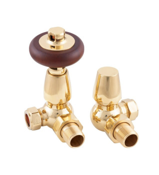 Carron Kingsgrove Corner Thermostatic Radiator Valve - Brass (Lacquered)