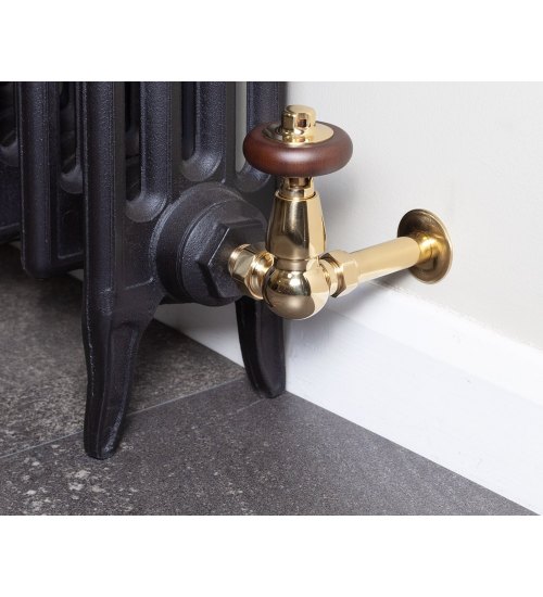 Carron Kingsgrove Corner Thermostatic Radiator Valve - Brass (Lacquered)