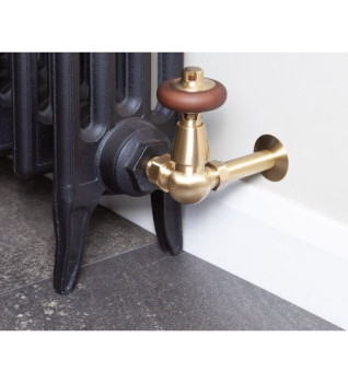 Carron Kingsgrove Corner Thermostatic Radiator Valve - Brushed Brass (Lacquered)