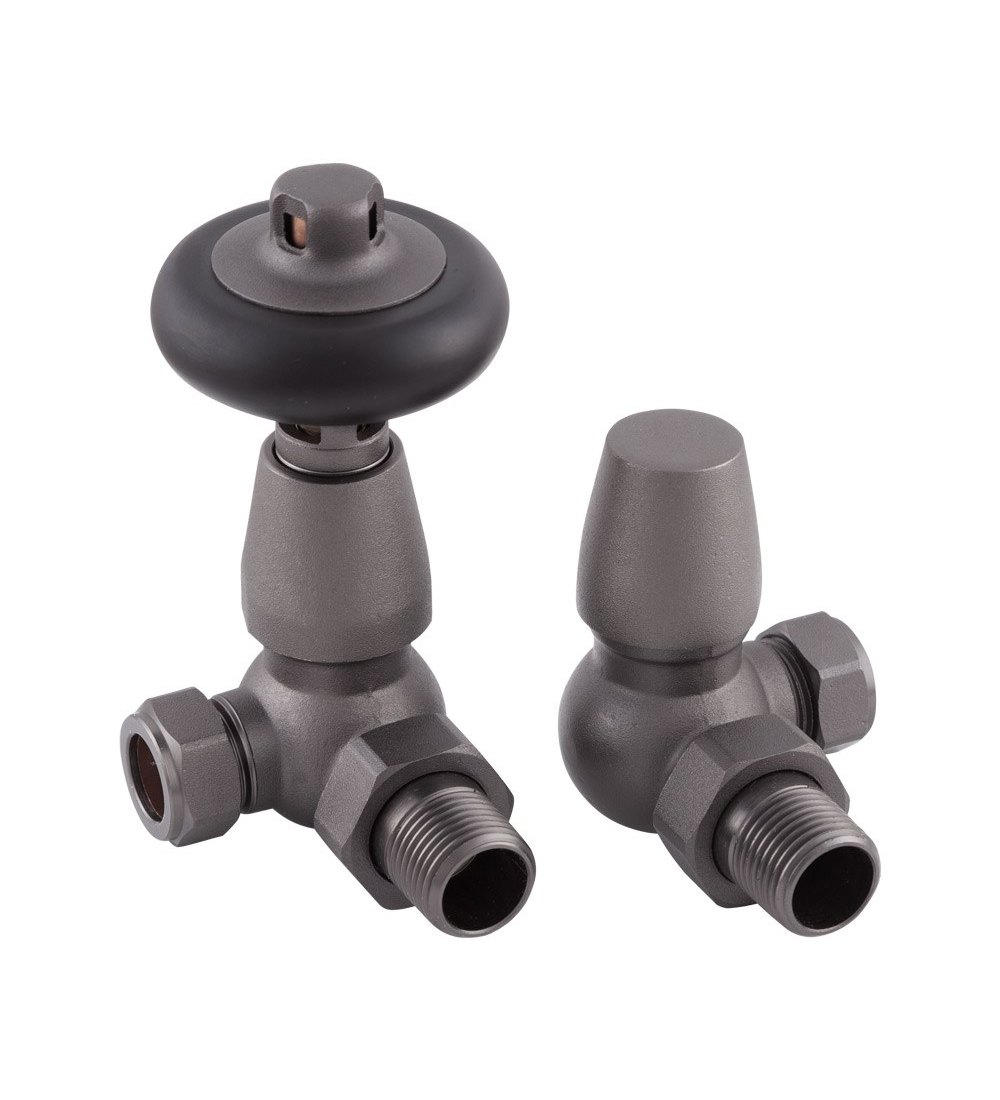 Carron Kingsgrove Corner Thermostatic Radiator Valve - Pewter