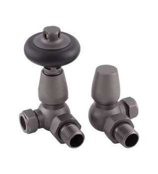 Carron Kingsgrove Corner Thermostatic Radiator Valve - Pewter