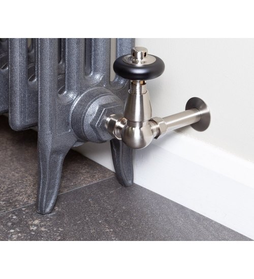 Carron Kingsgrove Corner Thermostatic Radiator Valve - Satin Nickel