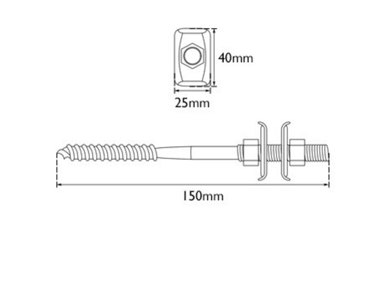 Carron Radiator Wall Stay - Hexagon Thread, Galvanised