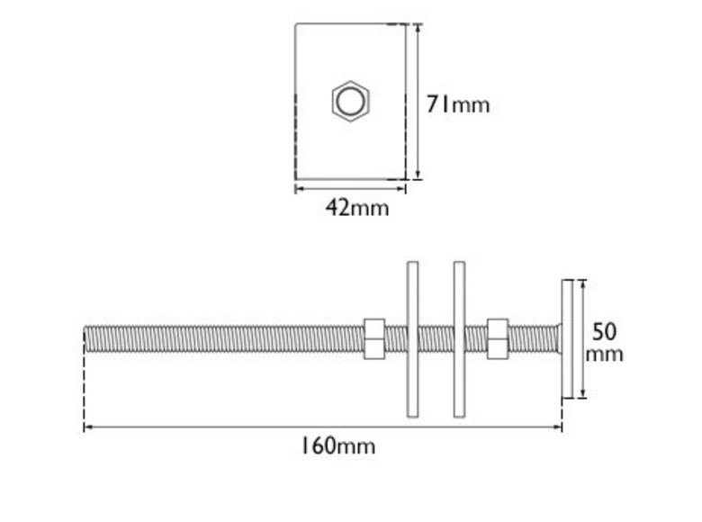 Carron Radiator Wall Stay - Square Plate, Galvanised