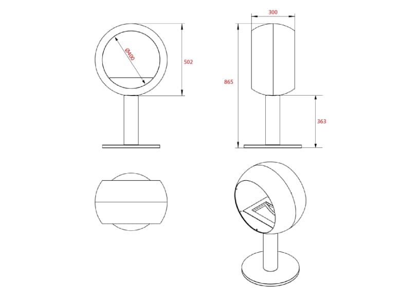 ScandiFlames Edmonton 2-Sided Freestanding Bioethanol Fire