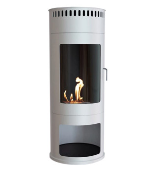 ScandiFlames Washington White Freestanding Bioethanol Stove with Log Store
