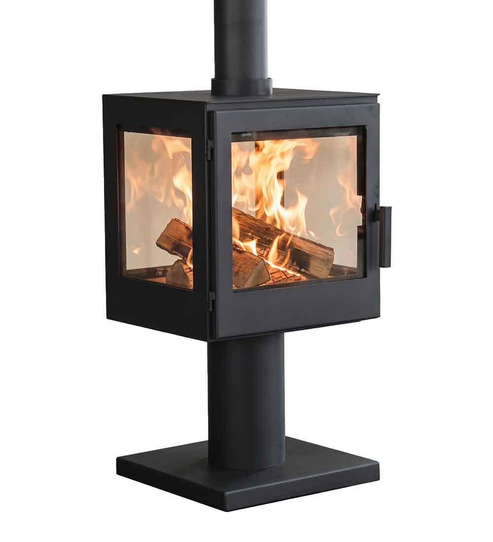 Woodford Outdoor Wood Burning Pedestal Stove in Black Finish